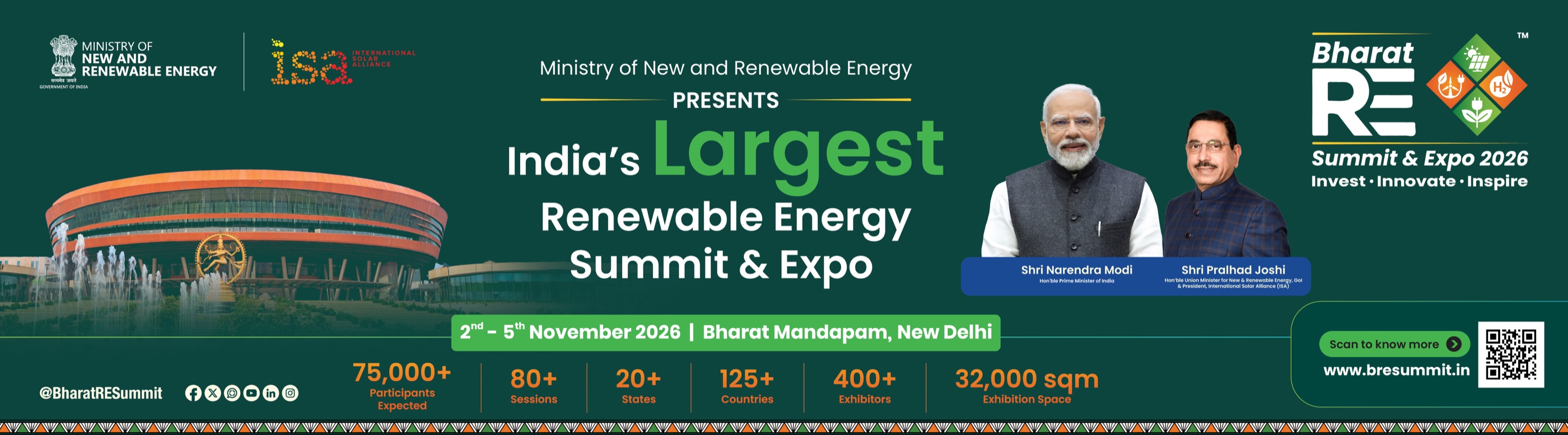 Bharat RE Summit & Expo 2026, 2-5 November 2026, Bharat Mandapam, New Delhi